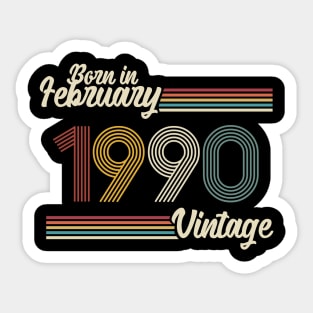 Vintage Born in February 1990 Sticker
